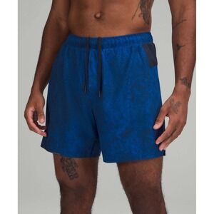 Lululemon Surge Lined Short 6" Gravel Dust Symphony Blue True Navy Sz M Gym